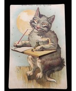 Antique Dr Thomas &quot;Eclectric&quot; Snake Oil Quackery 1890&#39;s Cat Trade Card F... - $29.99