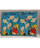 Coloring Book Lot of 2 Big &#39;n&#39; Busy Activity Merrigold Press Vintage 197... - $14.80