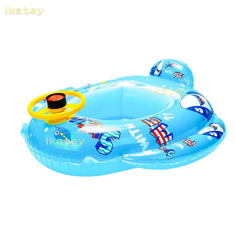 D baby swimming pool float for toddles cartoon steering wheel swim ring blue inflatable thumb200
