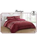 FLAMINGO FLOWERS BURGUNDY BLANKET WITH SHERPA SOFTY AND WARM 3 PCS QUEEN... - $81.98 CAD