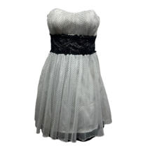 Inspire Me Womens Fit &amp; Flare Dress White Polka Dot Lined Mini Retro Juniors 5 - £26.57 GBP