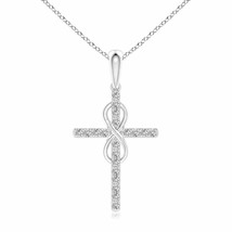 Diamond Cross and Infinity Pendant in 14K White Gold (Grade- IJI1I2, Size- 1MM) - £352.76 GBP