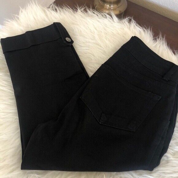 Not your Daughters jeans high rise buttoned Folded crop Black Denim Wome... - $18.80
