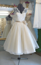Tea Length Antique Wedding Dress 1950&#39;s Vintage Wedding Dress Retro - £148.47 GBP