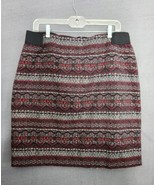 j jill Women Skirt Sz L Red Black Geometric Print Lined Pencil Textured ... - £28.10 GBP