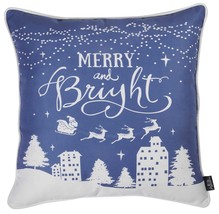 18&quot; Blue Christmas Merry Bright Throw Pillow Cover - £28.41 GBP