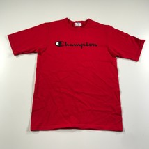 Champion Hemd Herren M Rote Baumwolle Brust Logo Spellout Kurzärmelig Ru... - $13.84