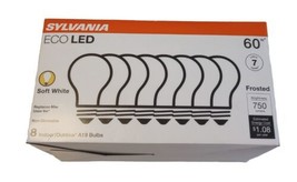 Sylvania Light Bulbs 60 Watt Eco LED (Soft White) A19 Frosted (8 Bulbs) NEW - £11.94 GBP