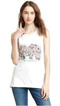 Fifth Sun Tank Top Shirt Grow Your Own Way Gray Pink Floral Cotton Size Large - £4.38 GBP