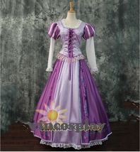 Tangled Princess Rapunzel Printing COSplay Costume Party Dress Gown Outfit - £82.97 GBP