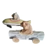 Hand Crafted Wooden Bears in Race Cars x 2 Children&#39;s toys - $30.69 CAD