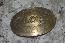 Vintage Lee J EAN S Belt Buckle - 4&quot; X 2.5&quot; - Brass - £23.71 GBP