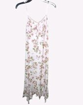 Madrag Pink Floral Maxi Dress Adjustable Straps, Lace Trim &amp; Ruffle Hem ... - $23.28