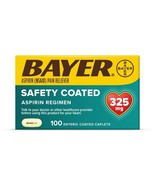 Bayer Aspirin Regimen 325mg Safety Coated Pain Reliever, 100 Caplets - $12.99