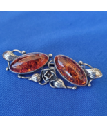 ORIGINAL Signed Authentic Baltic Amber Hand Made 925 STERLING SILVER Bro... - $213.75