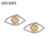 Devil&#39;s Eye Ear Studs Earrings For Women 925 Sterling Silver Natural Opal Gemsto - £54.85 GBP