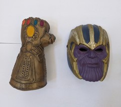 Marvel Avengers Thanos Costume Mask &amp; Foam Infinity Gauntlet Rubies Role... - £19.56 GBP