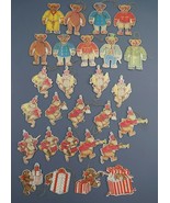 Victorian Style Die Cut Teddy Bear  Christmas Ornaments 27 Pieces Merrimack - $29.59
