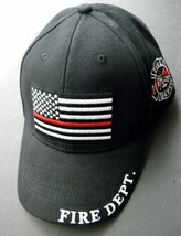 THIN RED LINE FIRE DEPARTMENT FIRE DEPT FIGHTER EMBROIDERED BASEBALL CAP... - $12.44