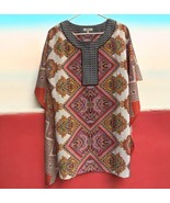 Indika New York Top Womens M Geometric Poncho Blouse Tunic Keyhole Neck ... - $357.94 MXN
