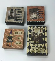 Halloween Fall Primitives by Kathy Lot of 4 Box Sign Vintage Style witch pumpkin - £15.69 GBP