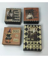 Halloween Fall Primitives by Kathy Lot of 4 Box Sign Vintage Style witch... - £15.63 GBP