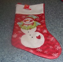 Holiday Style Snowman Design Red Christmas Stocking  16 inch Frosty Brand New - £9.43 GBP