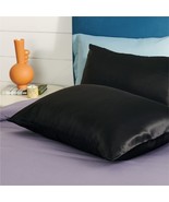 Upgrade Your Beauty Sleep with 100% Pure Black Satin Silk Queen Size Pil... - £31.46 GBP