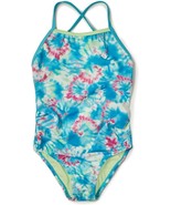 Speedo Girls Swimsuit Solid Cross Straps Tie Dye Blue Atoll ( 16 ) - $839.74 MXN
