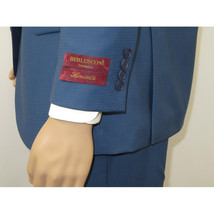 Men Suit BERLUSCONI Turkey 100% Soft Italian Wool Super 180's 2pc #Ber31 Blue image 7