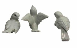 Three Vintage Modern Cottage White Porcelain Bird Figurines, Wedding Doves - £8.18 GBP