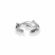 Oxidized Dolphin Toe Ring 925 Sterling Silver Open Band Womens Foot Body Jewelry - £40.92 GBP