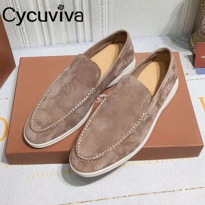  suede women loafers round toe slip on casual flat shoes ladies brand mules summer walk thumb200