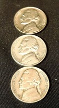 1945 PDS Silver Wartime Jefferson Nickels (Three) AA20-7410 Vintage - £83.03 GBP