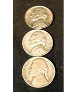 1945 PDS Silver Wartime Jefferson Nickels (Three) AA20-7410 Vintage - £82.97 GBP