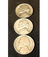 1945 PDS Silver Wartime Jefferson Nickels (Three) AA20-7410 Vintage - $144.67 CAD