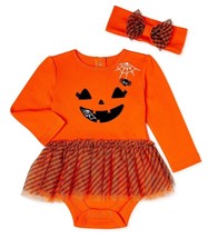Adorable Baby Girl Halloween Tutu Bodysuit &amp; Headband Set - Spooktacular... - £11.44 GBP