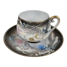 Vintage Nude Geisha Lithophane Dragon ware Sm. Teacup And Saucer Moriage Black - £26.81 GBP