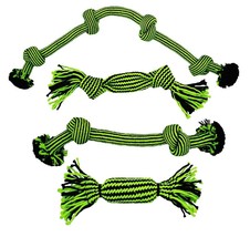 Large Rugged Rope Dog Toys Tough Braided Knot Green Black Pet Dental Chew Tugs - £14.15 GBP+