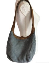 Tommy Bahama Handbag Blue Canvas Hobo Suede Strap Shoulder Bag - £14.51 GBP