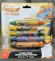 Disney Planes Fire And Rescue 5 Pack 2 Sided Jumbo Crayons With 8X10 Poster - £6.15 GBP