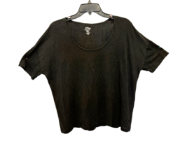 J.CREW Oversized Linen Tee Tunic Knit Goods Crewneck Black Short Sleeve ... - $277.41 MXN