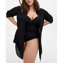 Torrid Mini Crepe Button Down Coverup Shirt Dress Deep Black Size 6 / 6X... - £26.33 GBP