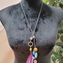 Womens Multicolor Beaded Hand Forged Chain Fashion Jewelry Necklace - £22.38 GBP