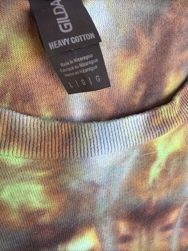 NEW Gilden Men’s Green Brown Gray Spiral Tie Dye Short Sleeve Shirt Size Large Item image 7