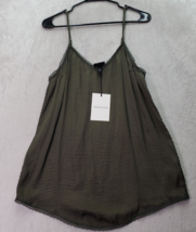 WHO WHAT WEAR Cami Top Women Size Large Green Polyester Spaghiti Straps V Neck - £17.73 GBP