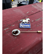 hand painted? Rare Vintage Kentucky Derby Horse Pin Lot Blue Gold Tone - £19.45 GBP