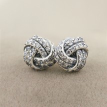 Mother&#39;s Day Release S925 Sterling Silver Sparkling Love Knots Stud Earrings - £13.51 GBP