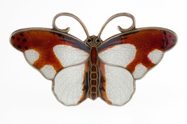 Hroar Prydz Enamel Butterfly Brooch Sterling Silver Made in Norway Vinta... - $346.48