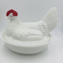 Westmoreland Nesting Hen Dish Milk Glass Covered Vintage Art Decor 1950 - $44.55